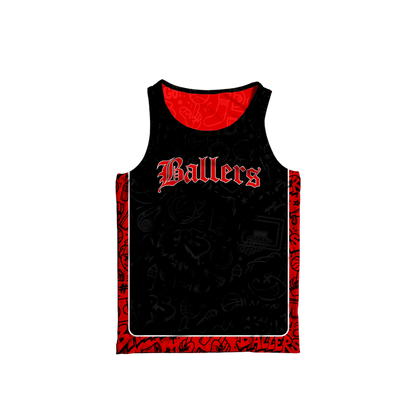 BALLERS GRAFFITI REVERSIBLE JERSEY (RED&BLACK)