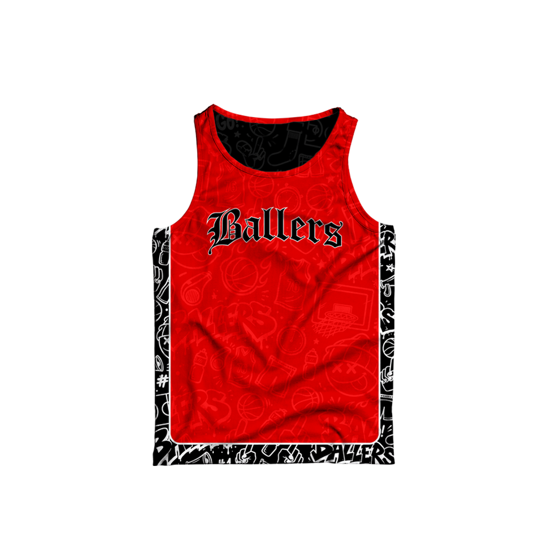 BALLERS GRAFFITI REVERSIBLE JERSEY (RED&BLACK)