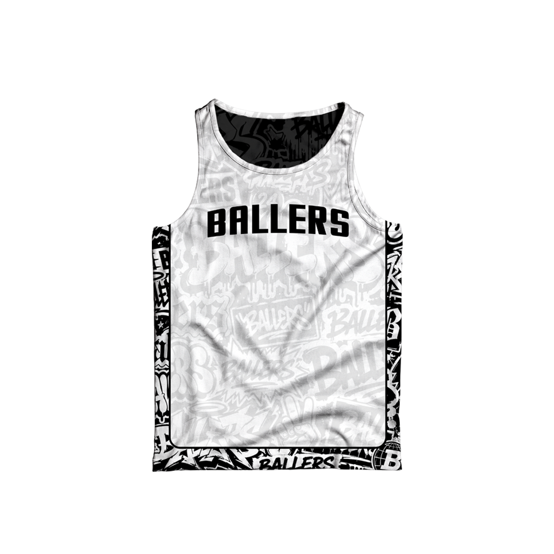 BALLERS GRAFFITI REVERSIBLE JERSEY (BLACK&WHITE)