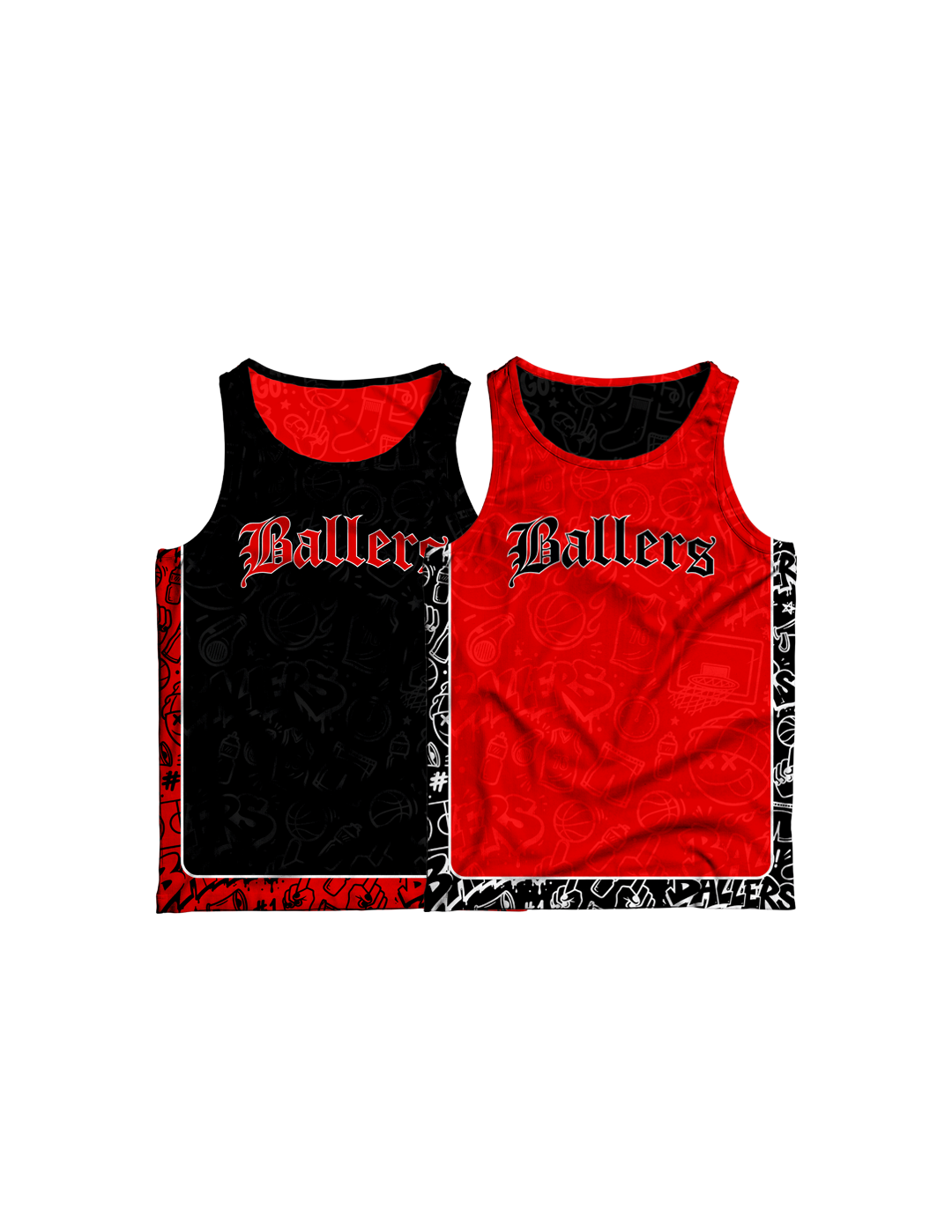 BALLERS GRAFFITI REVERSIBLE JERSEY (RED&BLACK)
