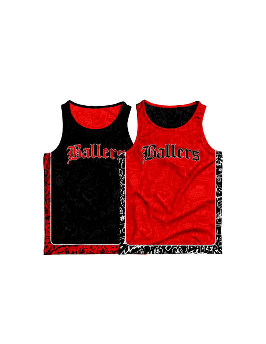 BALLERS GRAFFITI REVERSIBLE JERSEY (RED&BLACK)